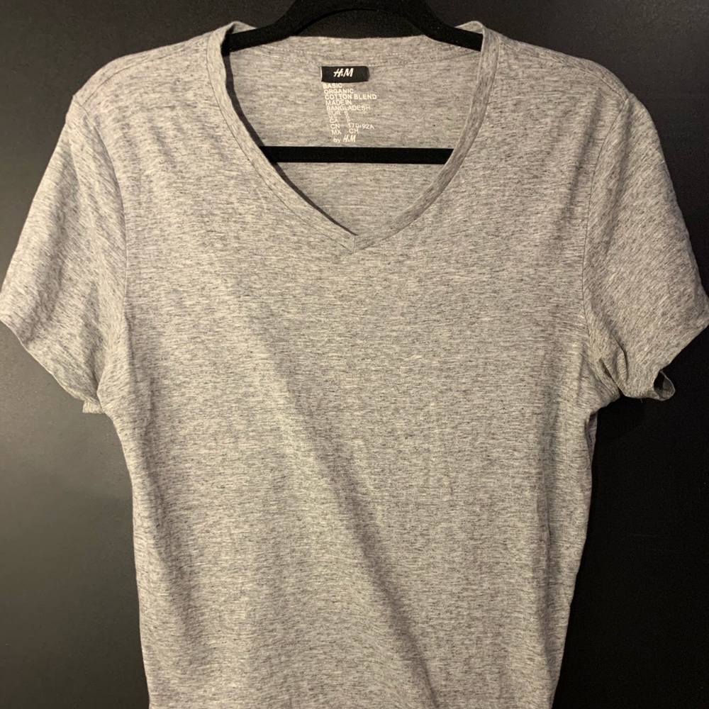 Slim Fit V-Neck Gray Tshirt